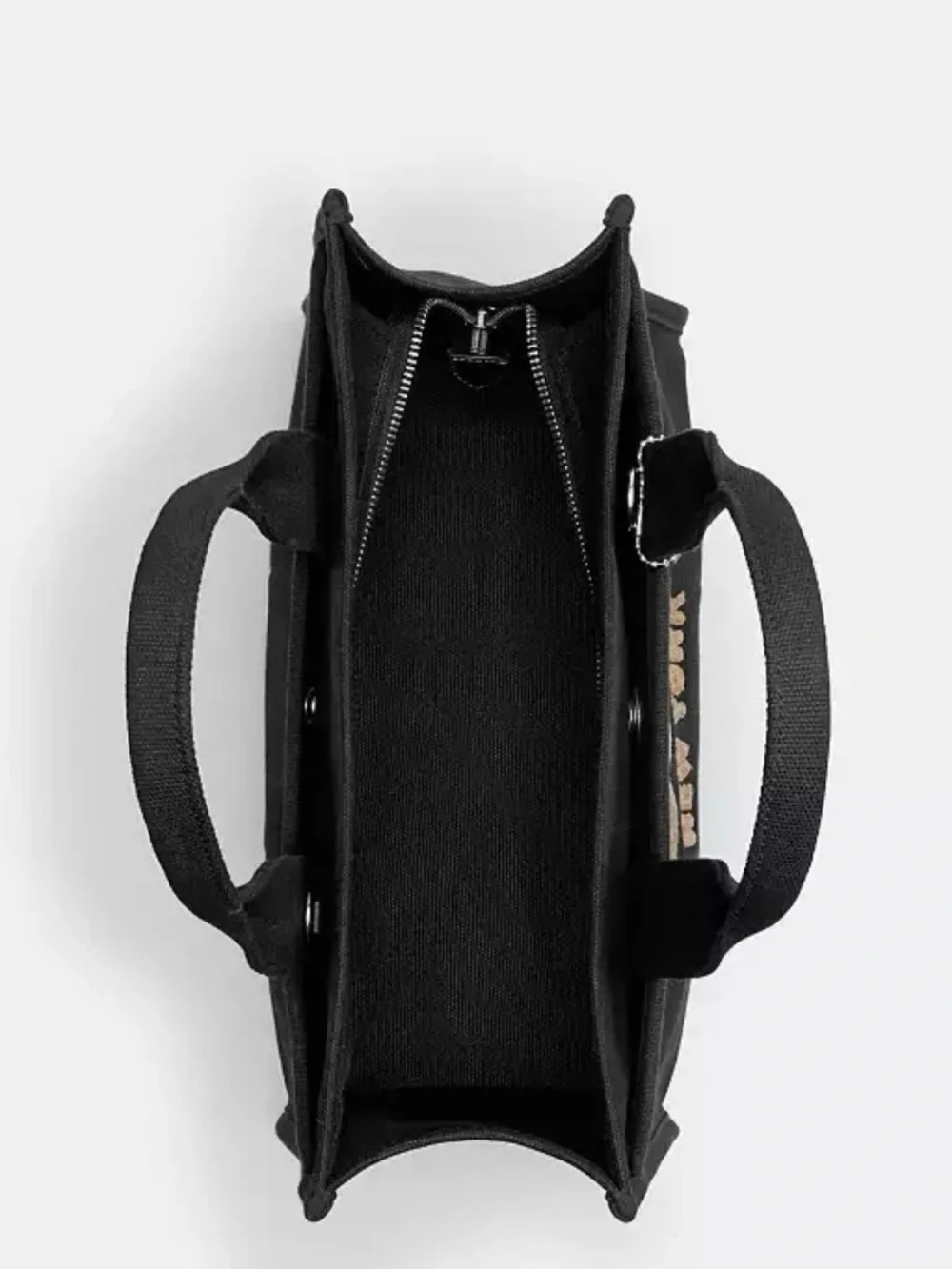 Coach Black Canvas Tote with Gold Script Logo